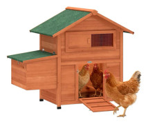 Utomhus hönshus - Trähönshus för höns - 113,5x67,5x95,5 cm - Rede & sittpinnar - Uttagbar bricka - Vattentätt tak - Orange
