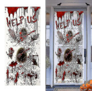 Halloween Blodiga Handavtryck Fönsterdekal Blodiga Hjälp Oss Läskiga Dekaler För Heminredning