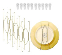 10-pack Plate Hangers for Wall, Decorative Stainless Steel Plate Holders with Hooks for Displaying Plates and Art, 20 cm Gold