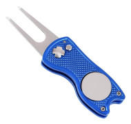 Foldable Metal Golf Divot Tool with Pop-up Button