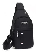 Men's Small Crossbody Shoulder Bags with Headphone Hole Chest Bag Pack Sling Handbag Outdoor Travel Sport Black