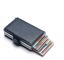 RFID Blocking Card Holder - Pop Up Wallet for 14 Cards - Leather and Aluminum Credit Card Case with Money Clip Dark Blue Dark Blue