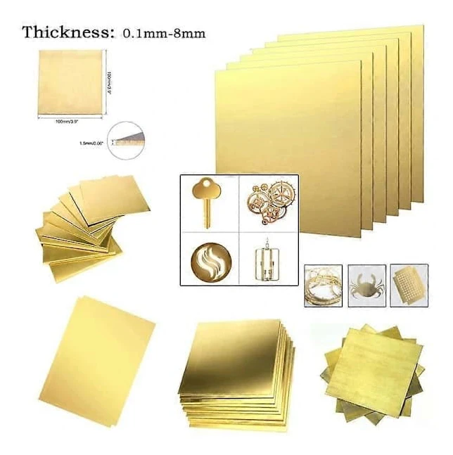 Brass Sheet for CNC Cutting, DIY Construction, and Model Making 1.5 x 100 x 200 mm Gold 1.5X100x200mm 1.5X100x200mm