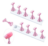 Set med rosa nagelställ för lösnaglar - Magnetisk lösnagelhållare för målning, nagelkonstkit för nybörjare