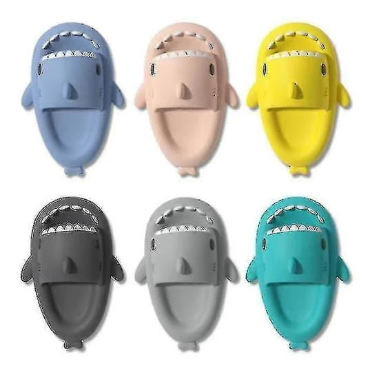 Shark Tofflor Halkfria duschtofflor Badrumstofflor Mjuka sommarsandaler för flickor och pojkar Nyhet yellow 42 43
