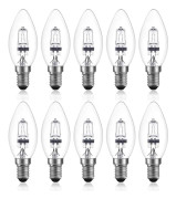 42W E14 C35 Dimbar Halogenlampa AC 220-240V Varmvit 2700K E14 Transparent Halogen Glödlampa (10-pack)
