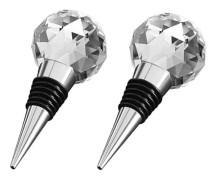 2 Kristallvinproppar Vinflaskproppar Kristallkulor Vintätningsproppar Återanvändbar Flaskpropp i Zinklegering och Glas, för Presentvin