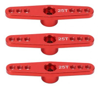 Red Aluminum Alloy RC Servo Arm Horn Long Type 3pcs for 1/10 Scale Remote Control Car Upgrade Red