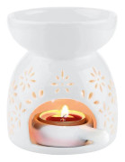 Vax Smältande Eterisk Oljebrännare Vit - Blomstermönster, Keramisk Aromabrännare Ljus Aromspridare Hem Sovrum Dekor Jul Inflyttningspresent