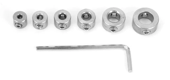 6 st 310 mm Rostfritt Stål Borrdjupstopp Bitkrage Set Borrningsbegränsningsring