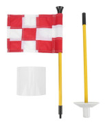 Golfhålssats med flaggstång för minigolf, gräsmatta, övning, bärbar, 2 delar, avtagbar, vit, röd, rutnät