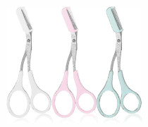 Ögonbrynstrimmer Sax med Kam Ögonbrynsformande Sax Halkfritt Fingergrepp Hårborttagning Grooming Tillbehör För Män Kvinnor (svart, Rosa, Blå)-C pink white