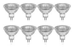 [LCS] Förpackning med 8 Halogenlampor Gu5.3 Mr16 35w 12v Dimbar - Varmvit 2800k, 400 Lumen, Glasskydd Boris