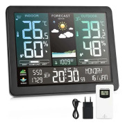 Stationär. Digital färgskärmstermometer och hygrometer.