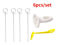 6 st/set bärbar camping potatis kebab skivare, potatischipsmaskin, potatis spiralskärare, grillverktyg, kökstillbehör. Den är mycket lämplig (FMY) White + Yellow