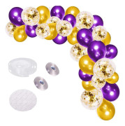 Lila Guld Ballonggirlang Båge Kit, 121 st Lila Guld Party Tillbehör Guld Lila Ballonger Guld Konfetti Latex Ballonger För Födelsedag Examen Ret
