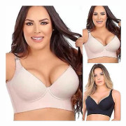 Women's Deep Cup Sports Bra, Hides Back Fat, Full Back Coverage, Push Up, Fitness Bra -r (36C Skin)