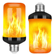 LED-flameffekt brandlampa, uppgraderade 4 lägen flimrande brandjuldekorationer, E26