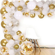Balloon Arch & Garland Kit with 138 Gold Confetti & Silver Balloons-FX-