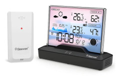 Geevon Trådlös Väderstation Inomhus och Utomhus Termometer, Färgdisplay Väder Termometer Black