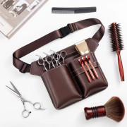 Brown Faux Leather Hairdressing Scissor Bag with Belt for Hairdressing Scissors, Hair Salons and Spas