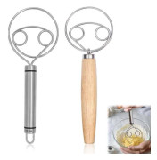 2-delat danskt vispset, dansk degvisp, holländsk visp, äggvisp, dansk degvisp med trähandtag, mixer