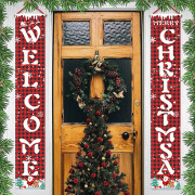 Outdoor Christmas Decoration Banners - Red and White Plaids, Chris