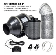 Odlingstält - Luftfiltreringskit 10 cm - Ventilationssystem - Kolfilter och kanalfläkt - Luktborttagning - För inomhus och hydroponisk odling