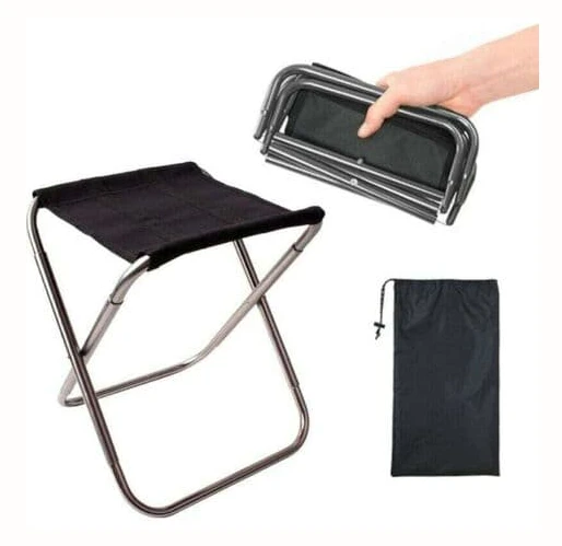 Utomhus hopfällbar pall, hopfällbar pall i aluminiumlegering, mini bärbar hopfällbar pall, ultralätt, med förvaringsväska, för fiske, camping