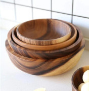 Naturlig träskål, salladsskål, spannmålssnacks serveringsskål köksredskap (11x6cm) 11*6cm