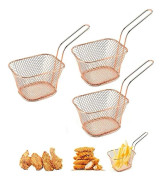 4 st rostfria pommes frites presentationskorg rektangulär fritöskorg för friterad kyckling, lökringar