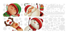 Christmas Snowflake Window Decal Christmas Santa and Reindeer Glass Decal for Festival Removable Window Decal