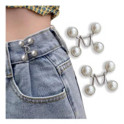 2 midjeförlängare - åtdragningsknappsjusterare, byxmidjespänne, justerbara midjebandsklämmor - för lösa jeans, byxor, kjolar, ärmar