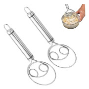 Dough Whisk - 2 Pieces - Dough Whisk - Mixing and Whisking - Danish Whisk - Dough Mixer - Spiral Whisk - Whisk Dough - Egg Whisk - Double Ring