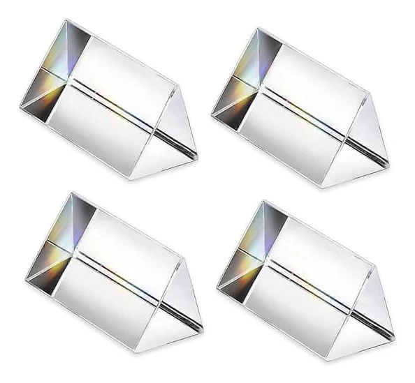 4 st Klar Triangulärt Prisma för Regnbågsljus Kristall Optiska Prismor Glas Fysikundervisning Refraktion (FMY) Transparent Transparent