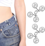 (White) 2-pack Adjustable and Detachable Waist Extenders for Trousers, Jeans, Casual Pants, No Sewing, Jeans Buttons