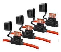10 Gauge Säkringshållare - 10 AWG Inline Säkringshållare med 40 AMP ATC Bladsäkringar (4-pack) Fordons Eftermonterings Säkringshållare
