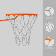 Slitstarkt basketnät i galvaniserat stål med S-krokar, väderbeständigt utomhusnät för standardbasketkorgar