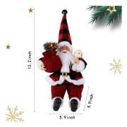 Handgjord Sittande Jultomtefigur med Presentpåse & Björn - 30cm Juldekor [JUN]
