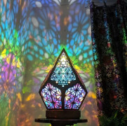 Färgglad 3D Geometri Projektion Nattlampa Vintage Bohemian Lampa - Polarstjärna Stor Golvlampa Ihålig Dekorativ Nattlampa Diamantformad LED Des