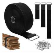 5M × 5CM Hook and Loop Strap with 25 Metal Buckles, Hook and Loop Fastener for Cable Management - Cyslmuk®