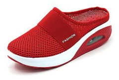 Walking Shoes Breathable Casual Mesh Slip on Walking Shoes (42 Red)