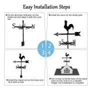 Weathervane Rooster - Retro Rooster Weathervane Silhouette - Decorative Wind Direction Indicator