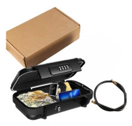 Portable Beach Safe with Combination Lock and Steel Cable for Travel, Pool, Camping, Black