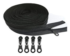 10 meter bulk dragkedja #5 nylon spiral dragkedja per meter med 20 dragkedjelöpare för DIY sömnadshantverksväskor (svart)-FM-