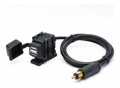 DIN Hella 2.1A Motorcykel Dubbel USB Laddare Uttag Strömadapter med 1,8m Kabel för Telefon/iPhone/GPS SatNav