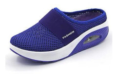 Walking Shoes Breathable Casual Mesh Slip-on Walking Shoes (41 Dark Blue)