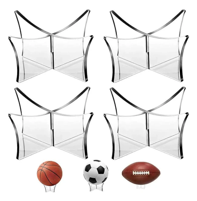 Ball Holder, Basketball Display Stand, Ball Display Stand, 4 Pieces Football Display Stand, Acrylic Basketball Base for Storage and Display [DB]