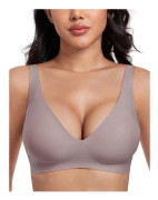 Seamless Deep V Bra - Wireless Push Up T-shirt Bra Comfortable Underwear*Jam Ash*4XL Jam Ash 4XL Jam Ash 4XL