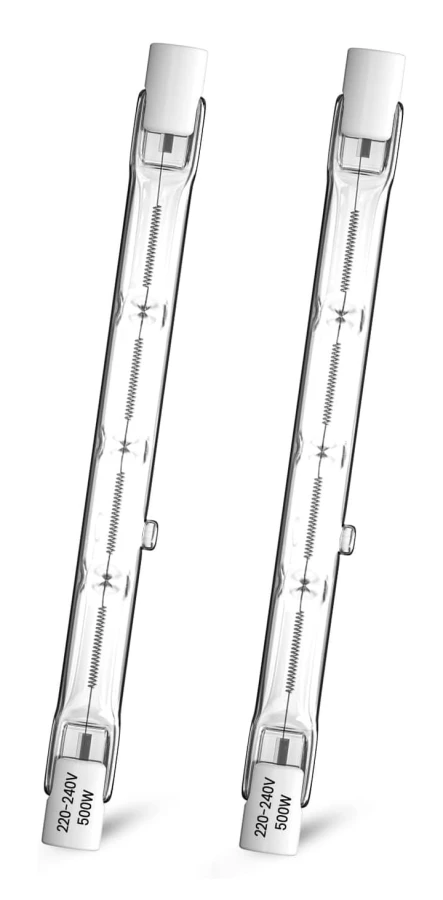 2 st R7s Halogen Pencil Bulb 500W 118mm, Dimbar Halogenlampa Varmvit 2800K, T3 J118 Dubbel Linjär Projektorlampa